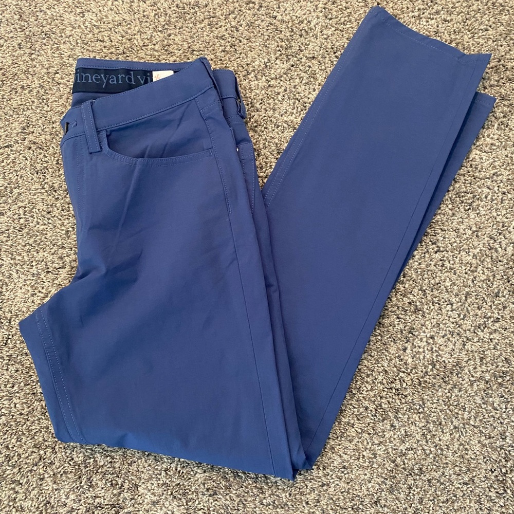 Vineyard Vines Mens Performance Blue Pants NWOT sz 28x30 56% cotton/34% Nylon